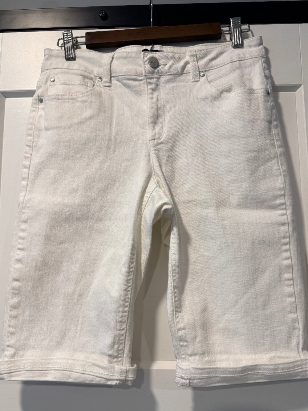 Jones New York White Stretch Denim Bermuda Shorts